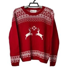 Cotton Emporium Girls Crewneck Reindeer Christmas Sweater Size Small‎ New